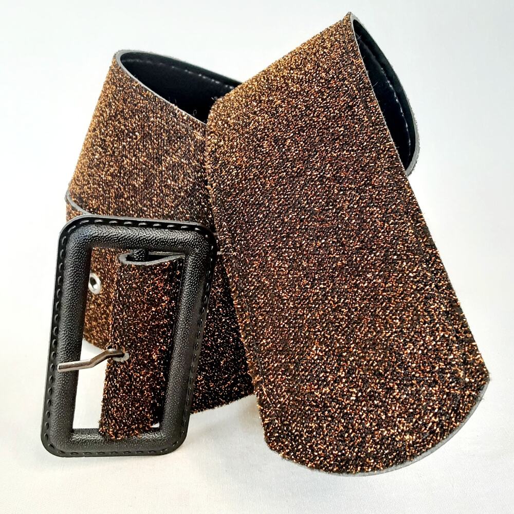 Womens Chunky Wide Copper Brown Glitter Belt One Size Extra Small To Large